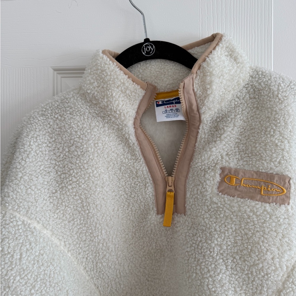 Champion Cream Sherpa Quarter-Zip Pullover